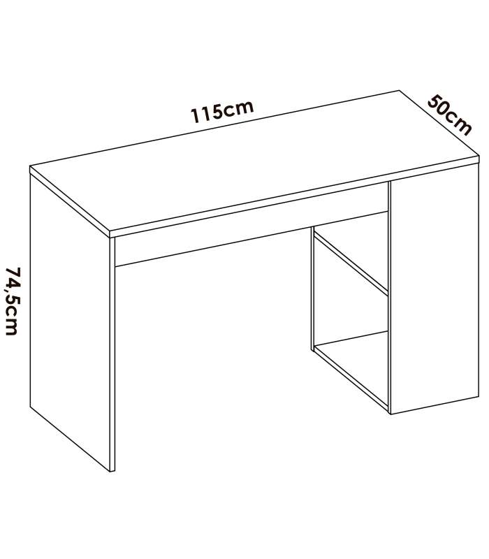 copy of Bureau Navas avec étagère et 1 tiroir en blanc naturel