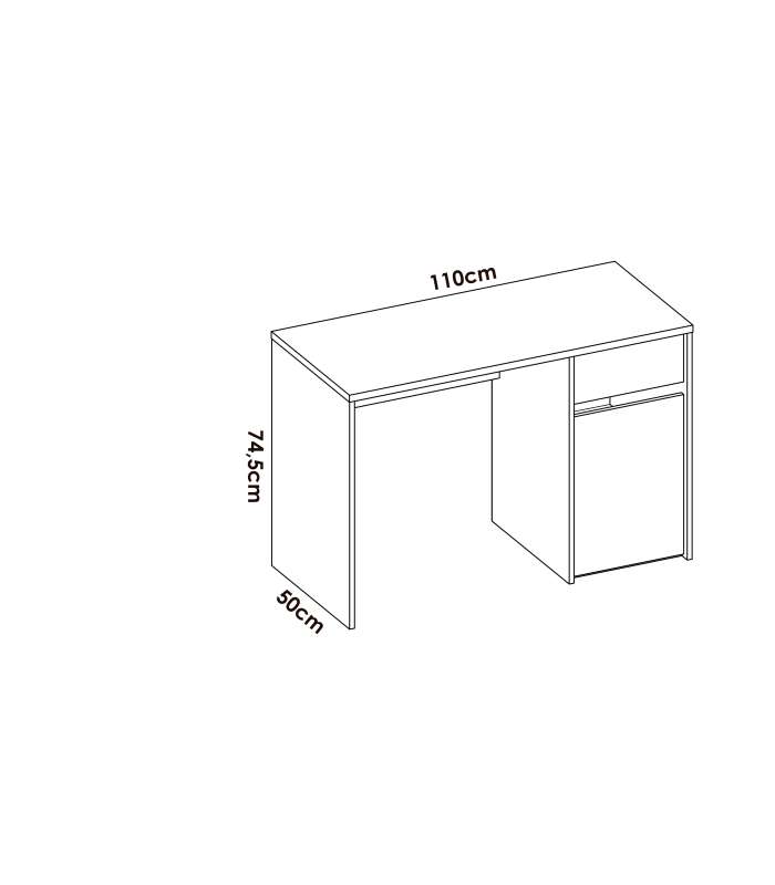 copy of Bureau Navas avec étagère et 1 tiroir en blanc naturel