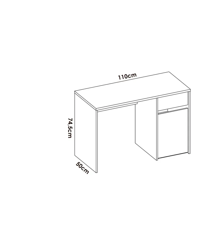 copy of Bureau Navas avec étagère et 1 tiroir en blanc naturel