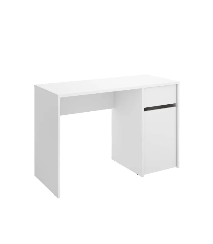 Mesa Secretária Rocio, branca, com gaveta e porta.