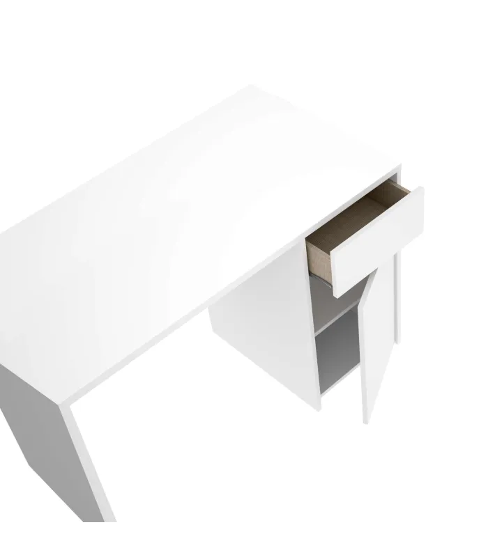 Mesa Secretária Rocio, branca, com gaveta e porta.