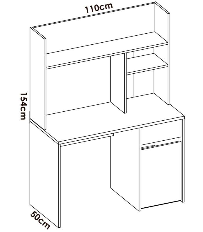 copy of Bureau Navas avec étagère et 1 tiroir en blanc naturel