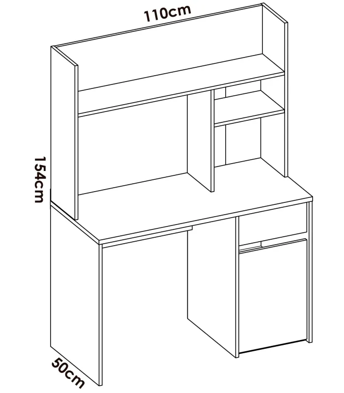 copy of Bureau Navas avec étagère et 1 tiroir en blanc naturel