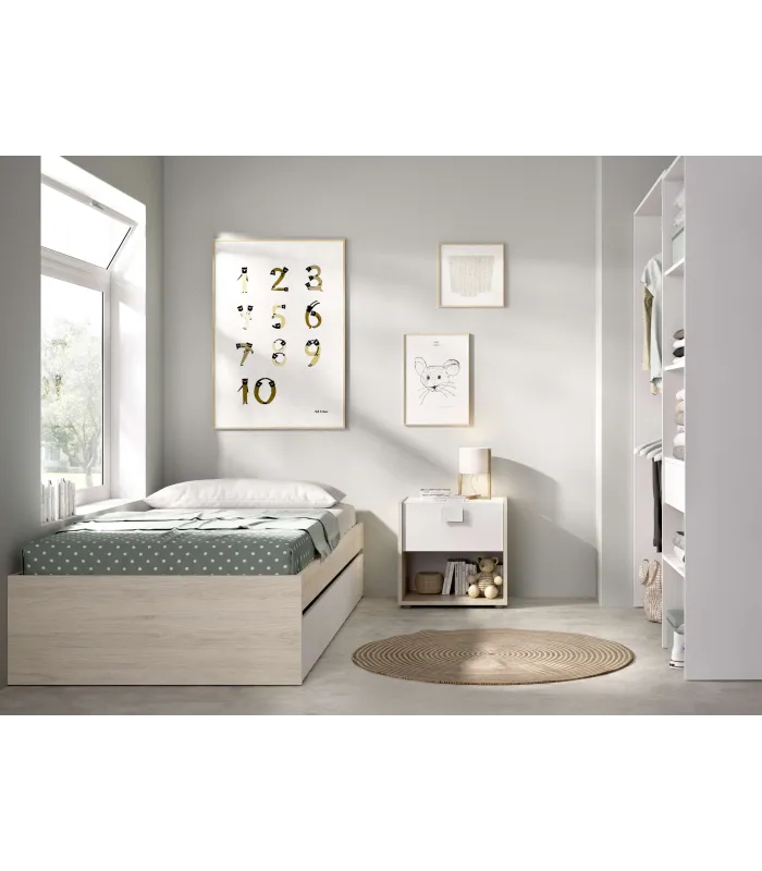 Conjunto juvenil cama 90cm con armario y mesita