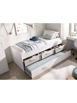 Ocean compact bed and multi-colored bookshelf.