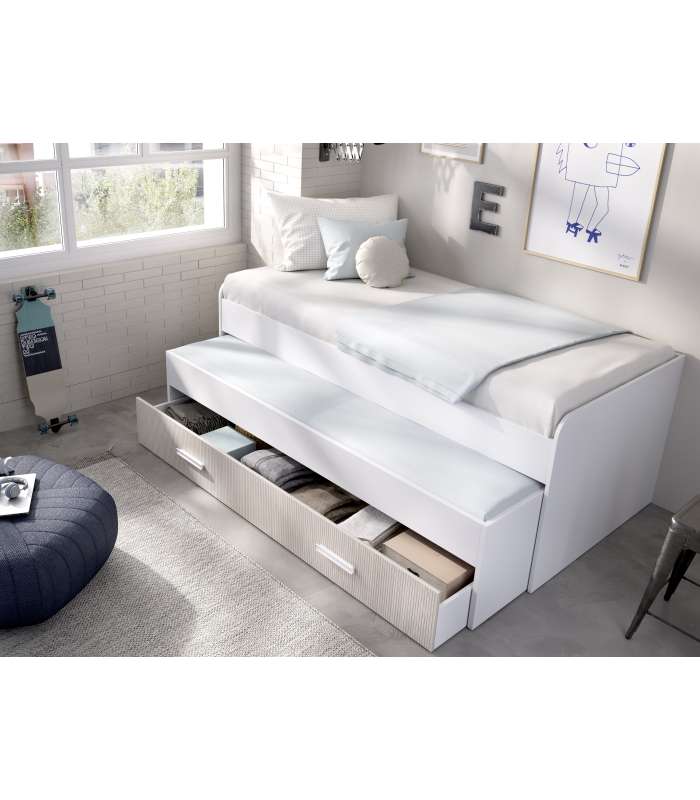 copy of Ocean compact bed and multi-colored bookshelf.