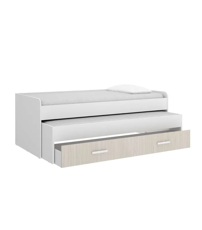 Conjunto juvenil Tenor: cama compacta y armario blanco