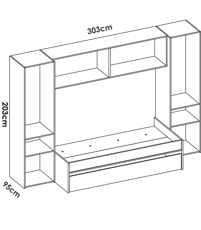 Conjunto juvenil blanco natural - 203x302x97 cm