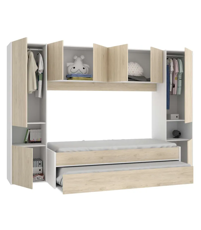 Conjunto juvenil blanco natural - 203x302x97 cm