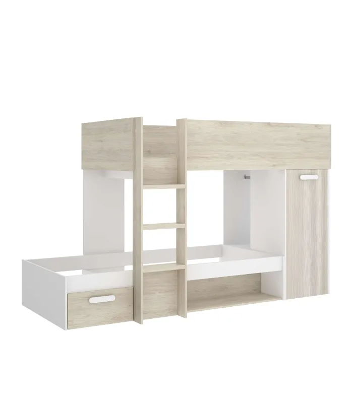 Cama tren Zeus reversible natural-blanco 150x255x111 cm