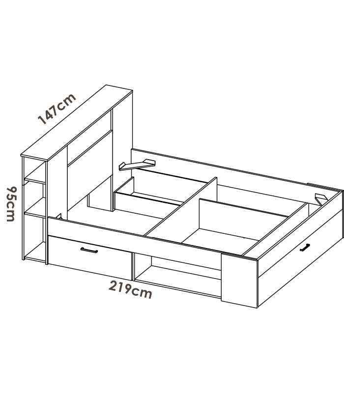 copy of Alice canape bed for 150x190 mattresses with 4 drawers