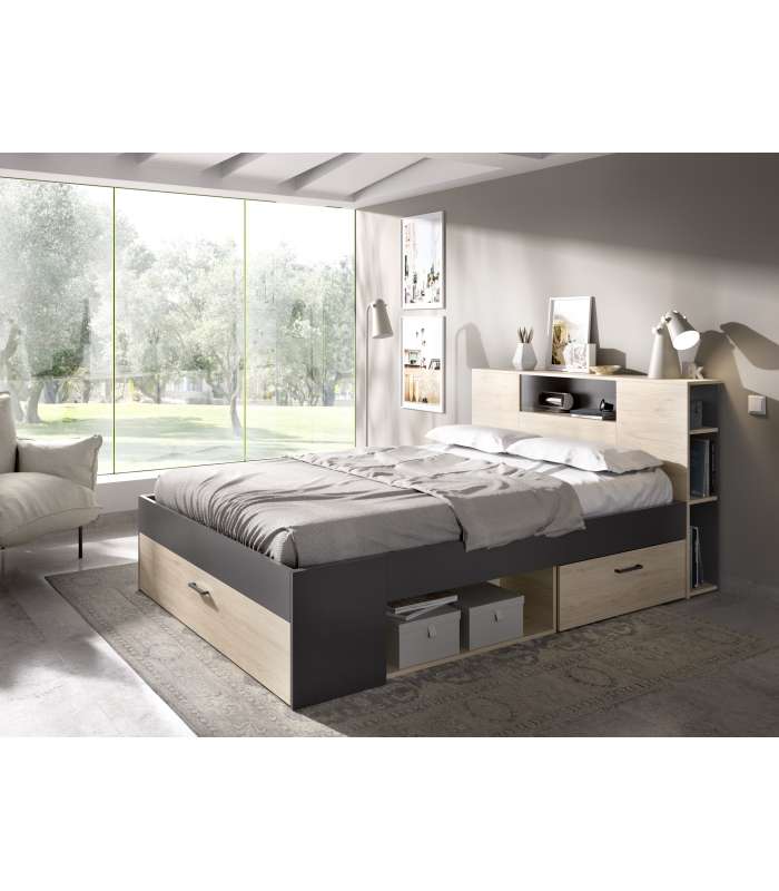 copy of Cama canape Rus en roble natural para colchones de