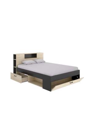 Cama compacta matrimonio Pozo Alcón en natural/grafito