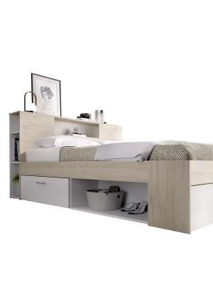 Cama compacta matrimonio Pozo Alcón en natural/blanco