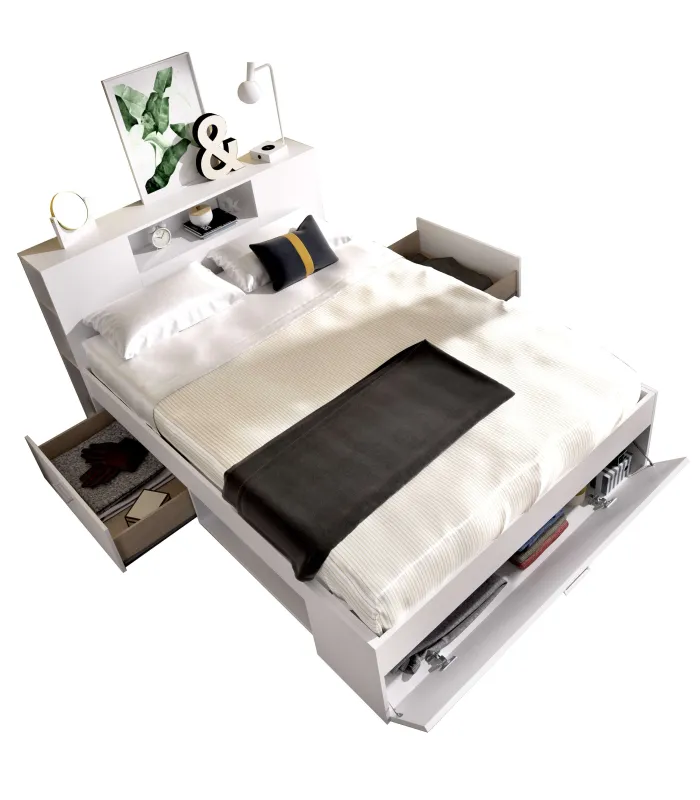 Cama compacta matrimonio Pozo Alcón en blanco