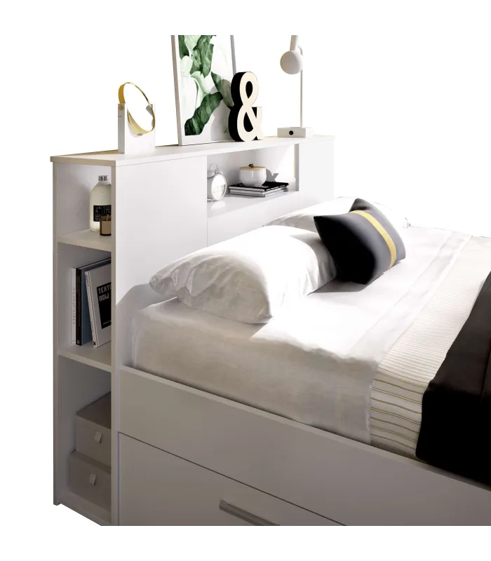 Cama compacta matrimonio Pozo Alcón en blanco