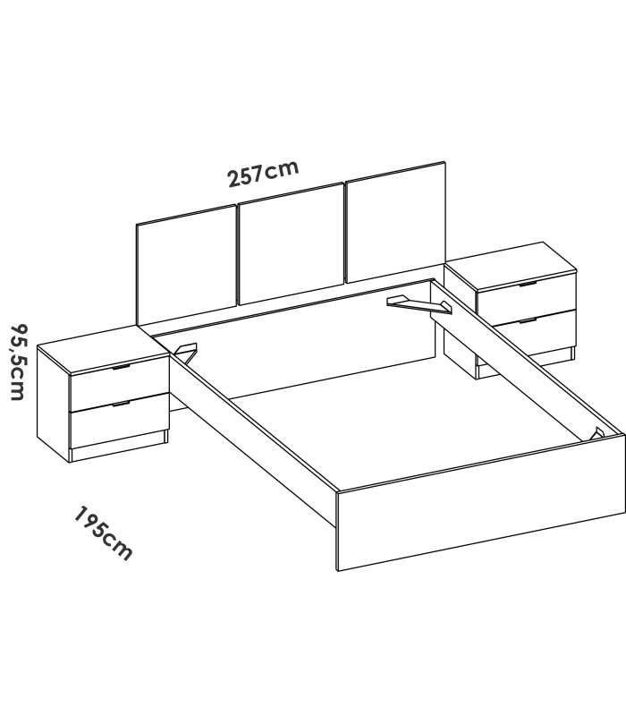 copy of Headboard set + 2 tables with two Gia drawers.