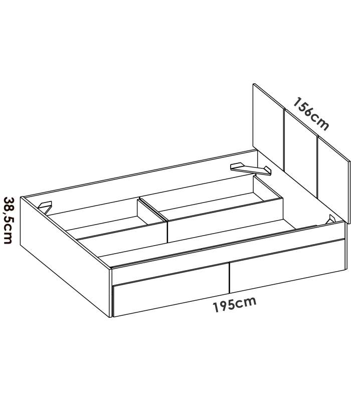 copy of Alice canape bed for 150x190 mattresses with 4 drawers