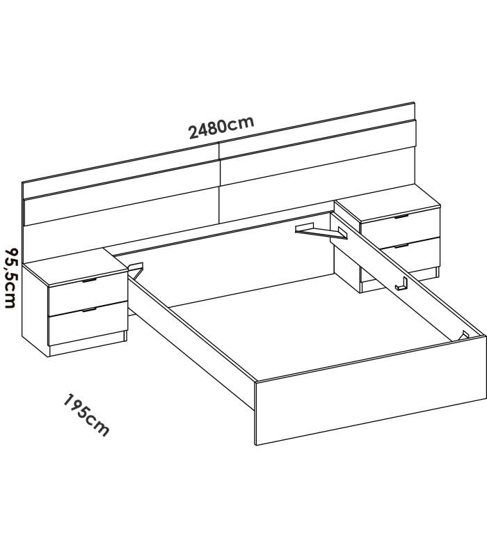 copy of Headboard set + 2 tables with two Gia drawers.