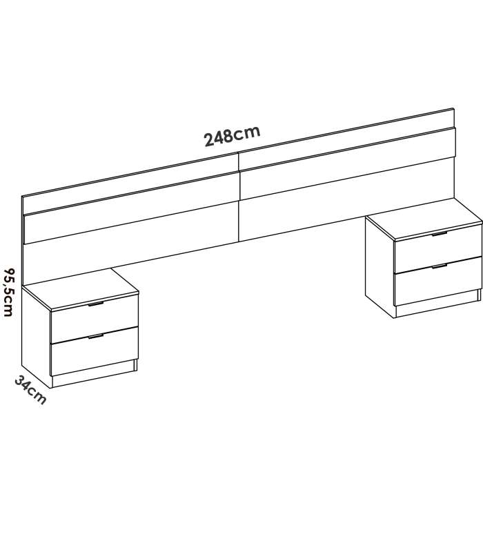 copy of Headboard set + 2 tables with two Gia drawers.