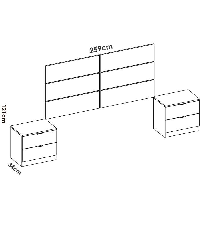 copy of Headboard set + 2 tables with two Gia drawers.