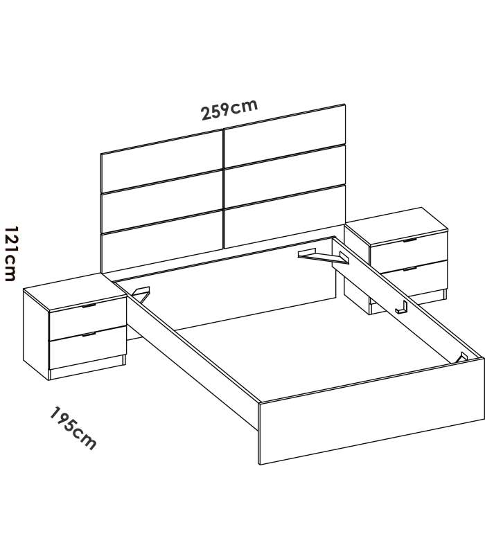 copy of Headboard set + 2 tables with two Gia drawers.