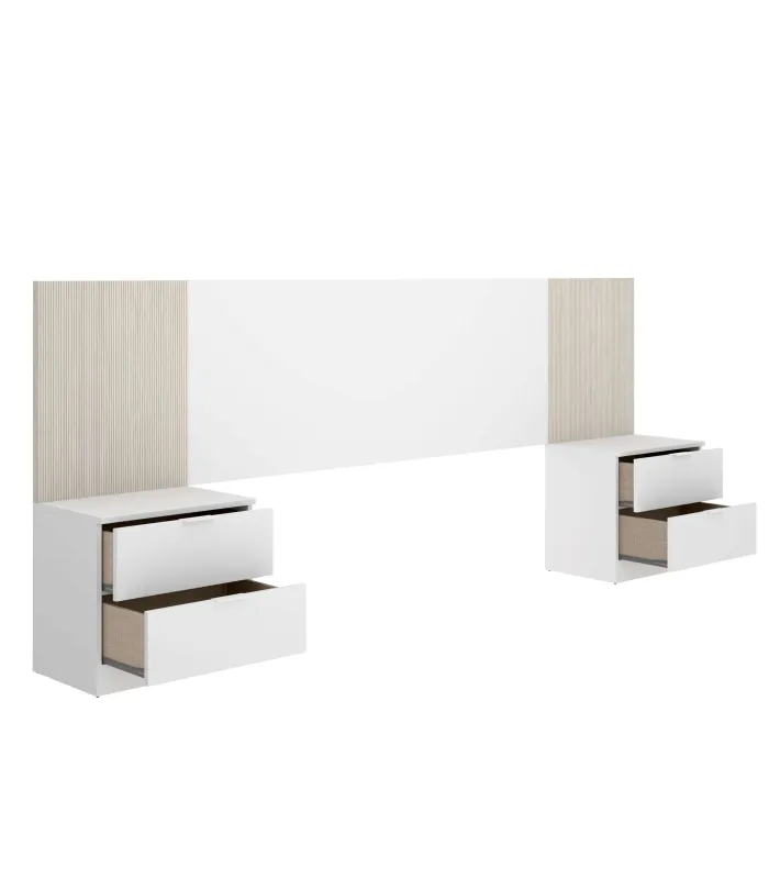 Conjunto de dormitorio Lula blanco y natural