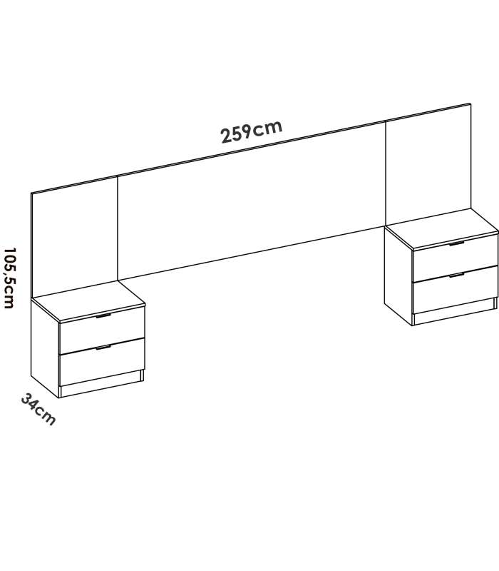 copy of Headboard set + 2 tables with two Gia drawers.