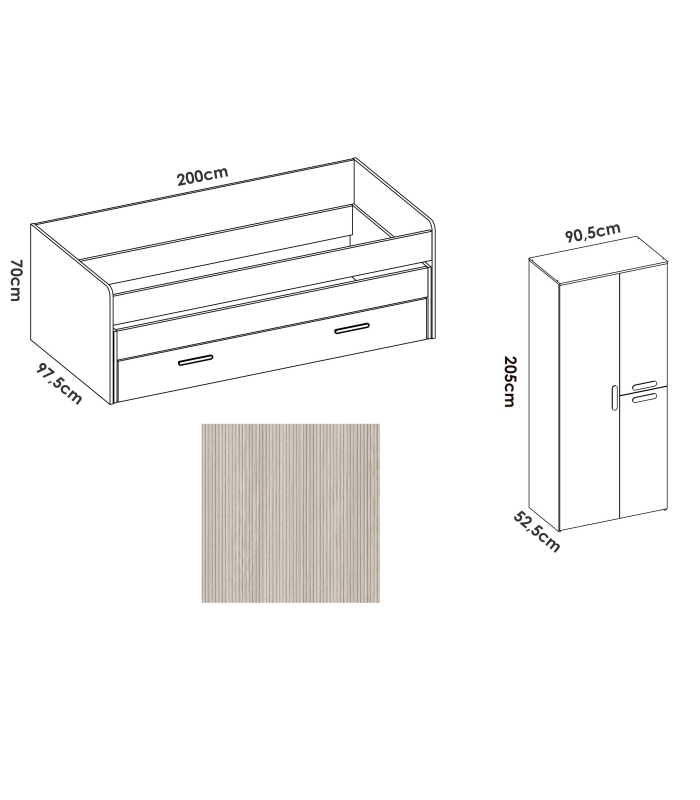 copy of Ensemble de chambre à coucher junior en bois massif en