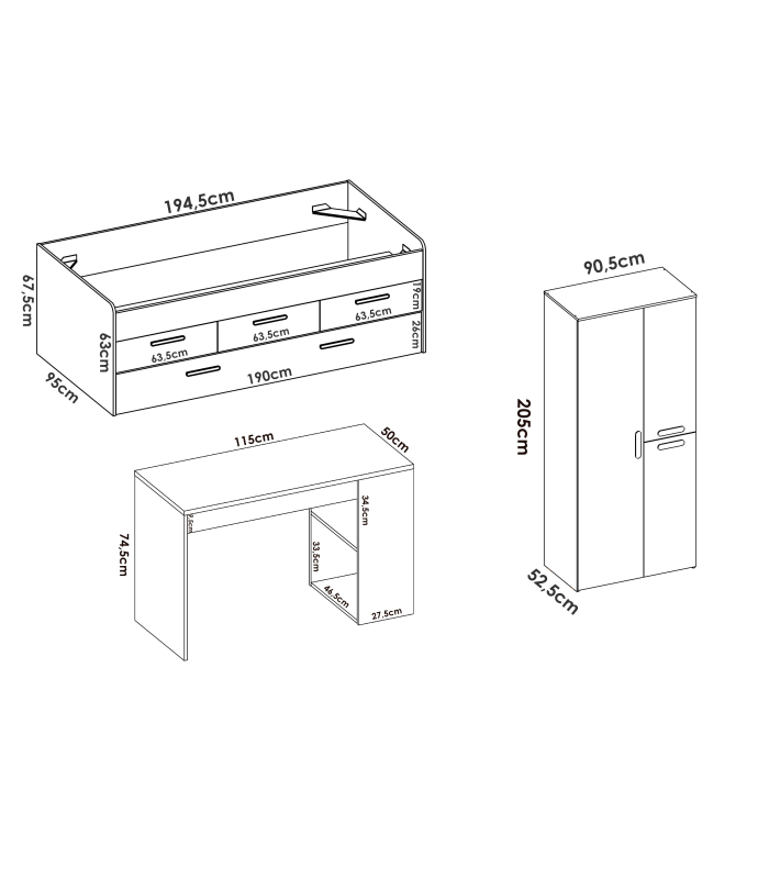 copy of Solid wood youth bedroom set