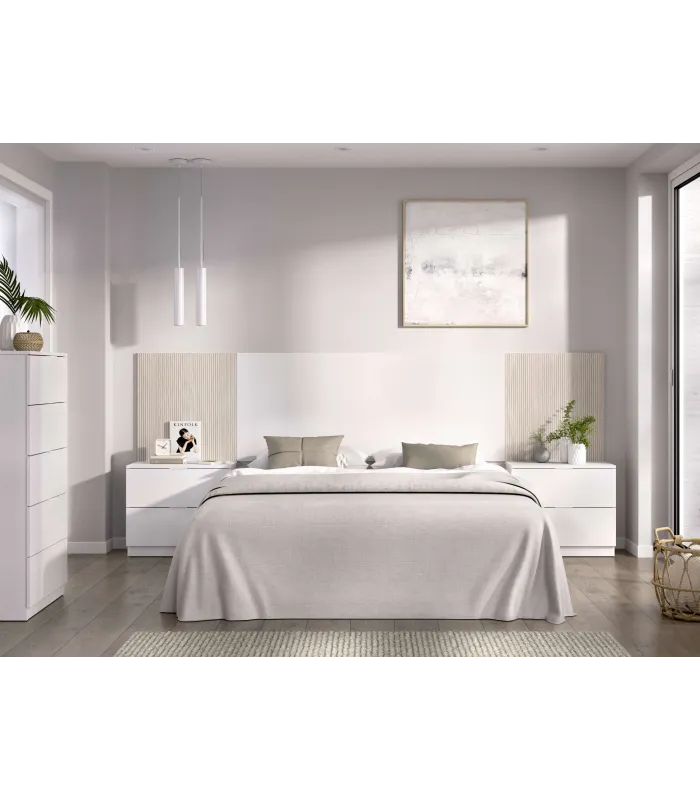 Conjunto de dormitorio Lula blanco y natural
