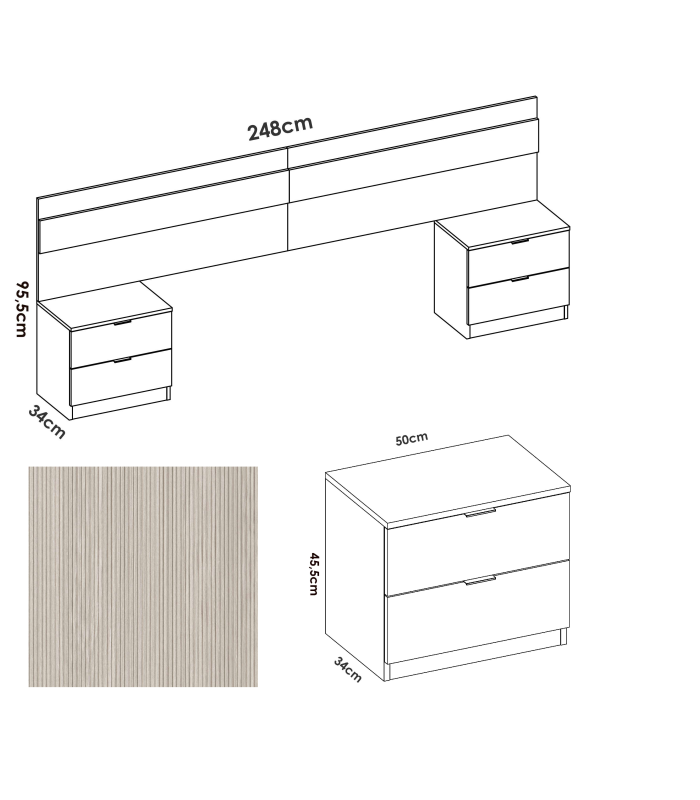 copy of Headboard set + 2 tables with two Gia drawers.