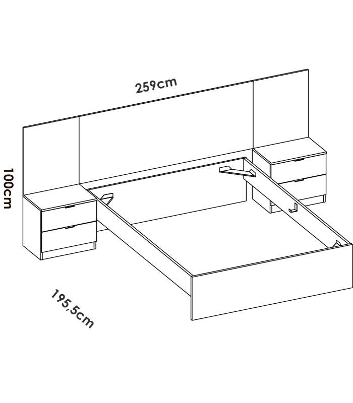 copy of Headboard set + 2 tables with two Gia drawers.