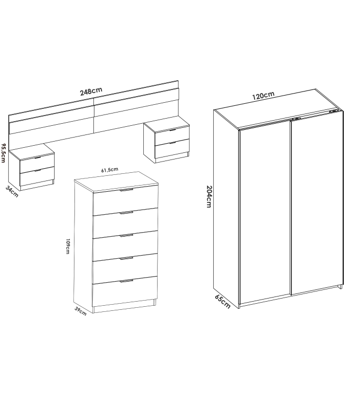 copy of Ensemble de tête de lit et deux tables de chevet en