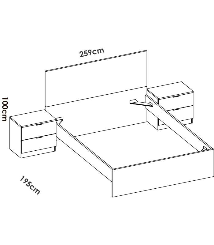 copy of Headboard set + 2 tables with two Gia drawers.