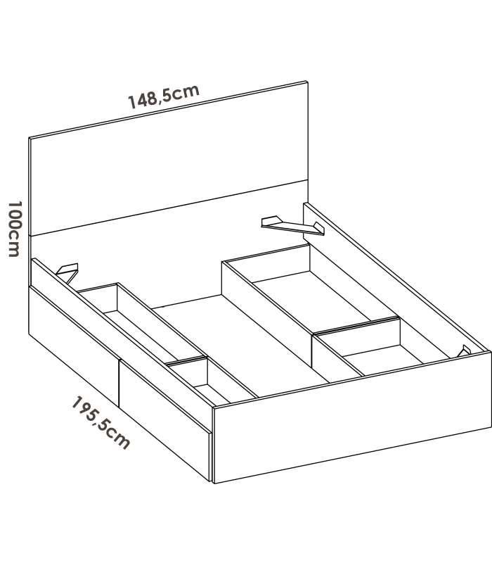 copy of Alice canape bed for 150x190 mattresses with 4 drawers