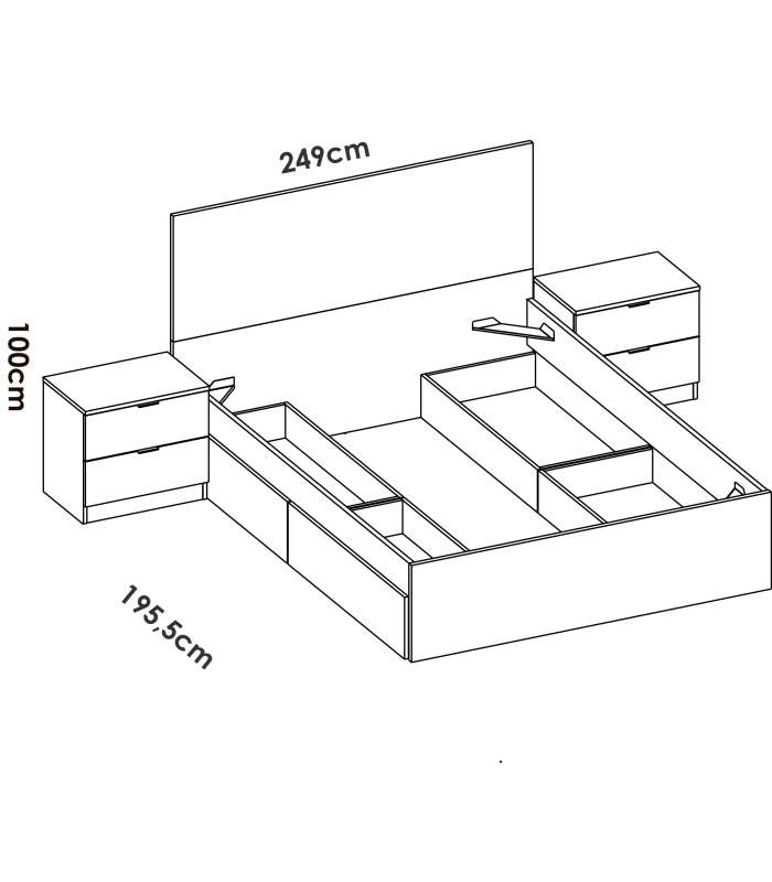 copy of Headboard set + 2 tables with two Gia drawers.