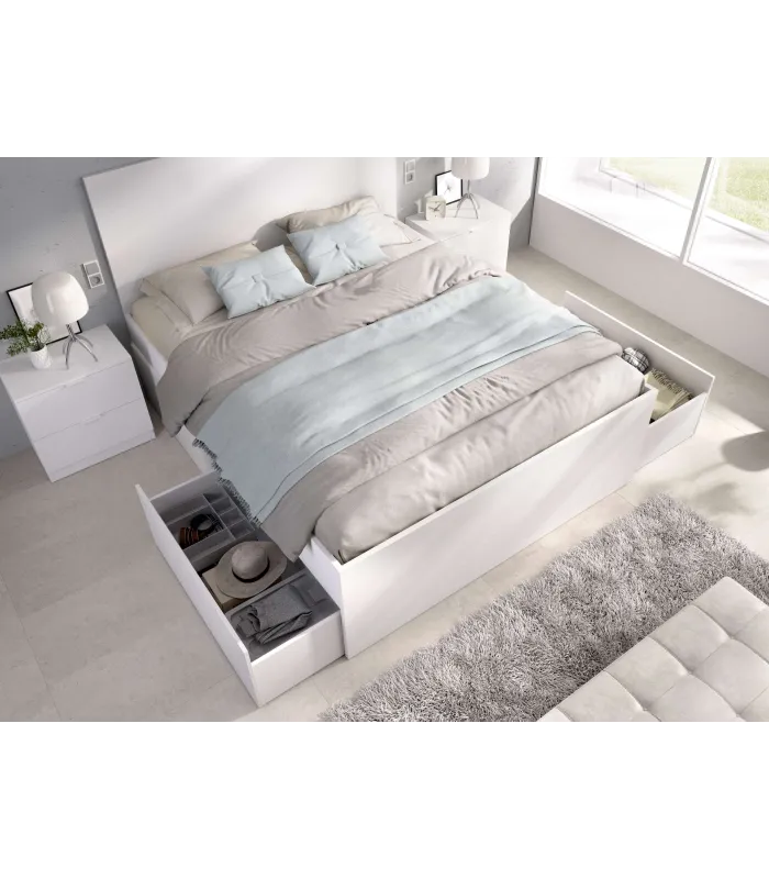 Conjunto cama matrimonio Rocio natural-blanco