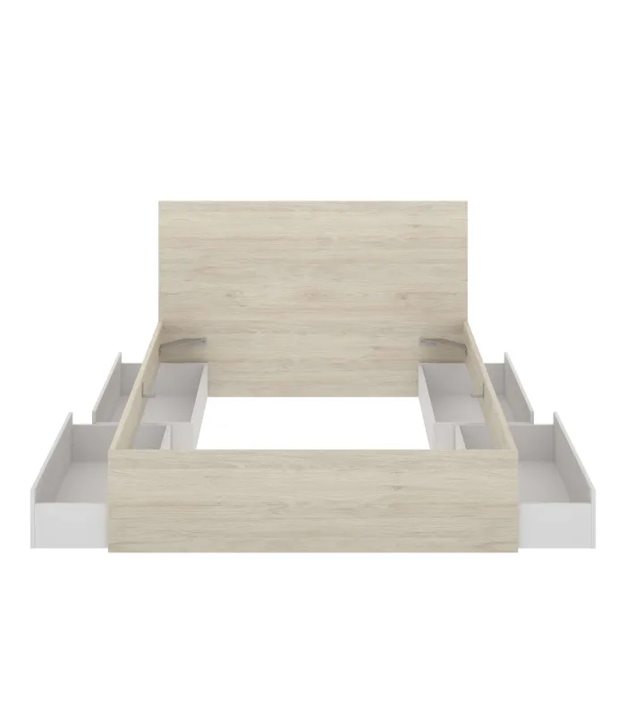 Conjunto cama matrimonio Rocio natural-blanco