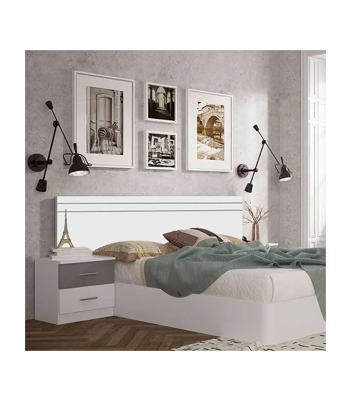 Mesita de noche blanca con 2 cajones y estilo moderno