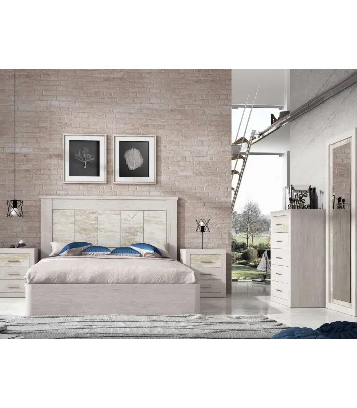 Mesita de noche 3 cajones, acabado artico vintage