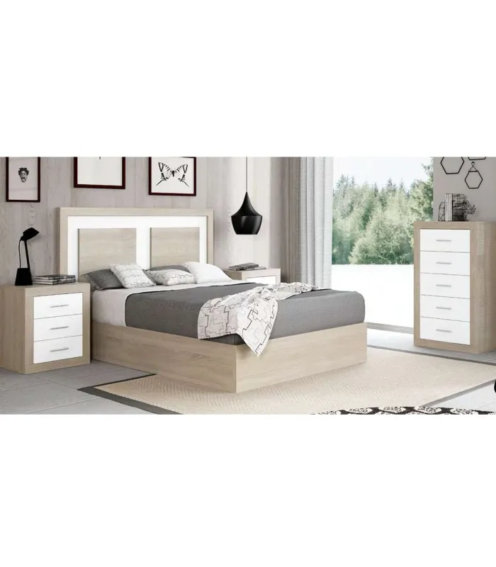 Mesita de noche 3 cajones, cambrian-blanco, 60x50x34 cm