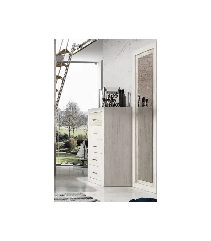 Armário de espelho Kansas, 50cmx194cm, acabamento artístico