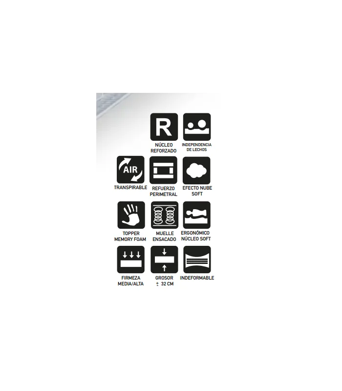 Colchón Quique muelles ensacados 135x190x32 cm