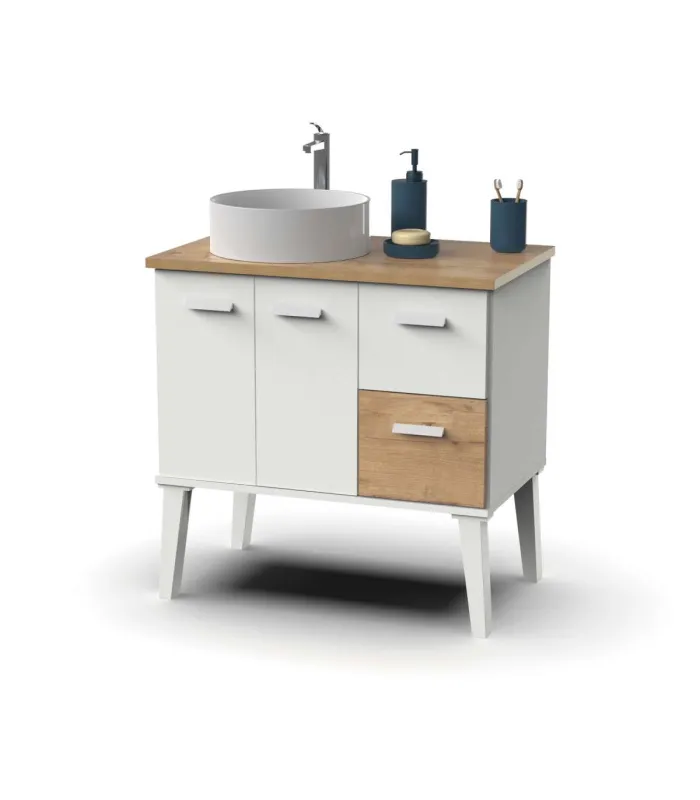 Mueble de baño Aqua, roble gold/blanco, 80cm alto