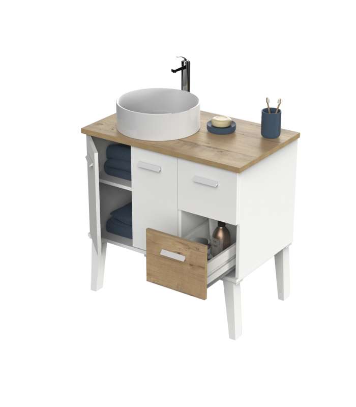 PTARCH Conjuntos baño Mueble de baño con lavabo Aqua acabado