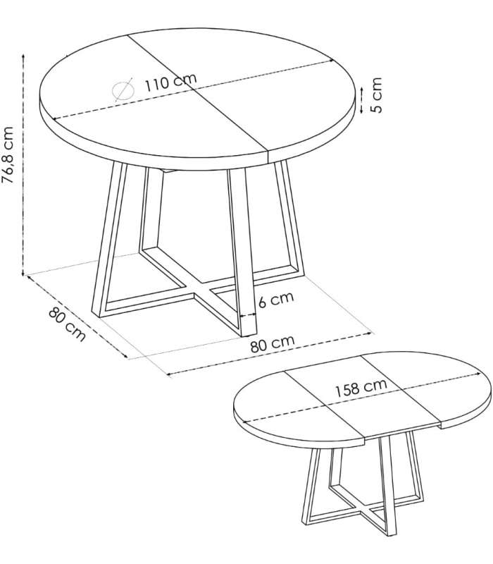 copy of Fixed lounge table Loft in wild oak white or black