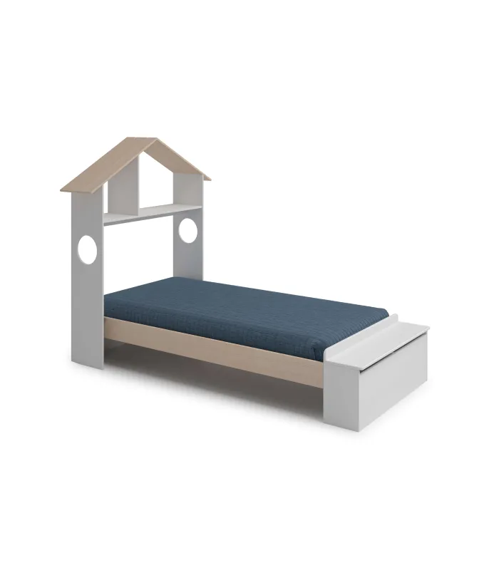 Cama juvenil tipo cabaña modelo ERIC en blanco