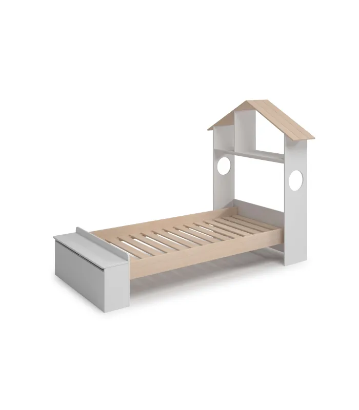 Cama juvenil tipo cabaña modelo ERIC en blanco