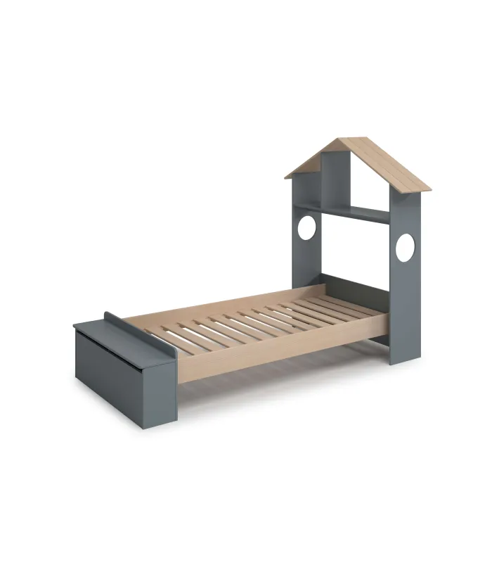 Cama juvenil tipo cabaña modelo ERIC verde kaki